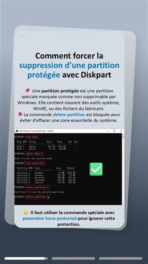 Comment forcer la suppression d’une partition protégée avec Diskpart