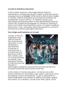 G-Code in Robotics Education - Reading Passage and x 10 Questions