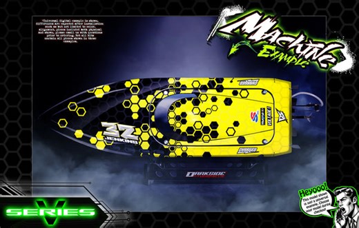 Kit de skins graphiques « Scatter » pour Pro Boat Recoil 2 Veles Impulse 32 Shockwave Sonicwake 36" Zelos 36" (Miss Geico)