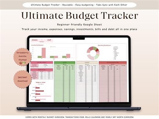 Ultimate Budget Planner Spreadsheet | Google Sheets Budget Tracker | Monthly Budget| Annual Finance Tracker | Easy Simple Financial Planner - Etsy