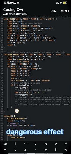 🔥 3D Colorful Angle Animation in C Language — Unreal Terminal Art!”