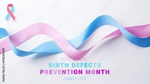 Birth defects prevention month. wave animation. ribbon and text motion.