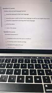 Question 4 (2 points)Children who are dual language learnerss... | Filo