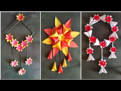 3 Beautiful Paper Flower Wall Hanging / Paper Craft For Home Decoration / Easy Wall Hanging /DIY