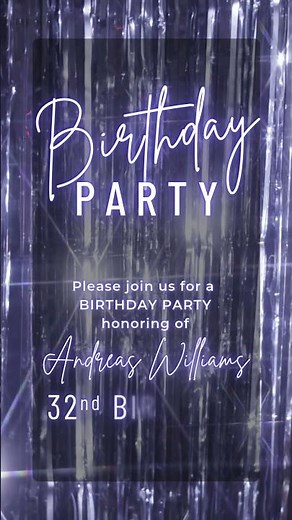 Neon Blue Animated Birthday Invitation | Editable Canva Video Template