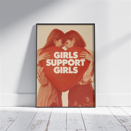 Retro Girls Support Girls Print, Feminist Friendship Art (digital Download) - Etsy