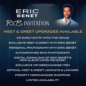 26K views · 676 reactions | If you’re coming to one of my R&B Invitation shows, you gotta check out the VIP package. Let’s meet up, take some pics, and make it a night to remember. Hit the link right here to grab your spot– limited availability, so don’t wait too long! Can’t wait to see y’all. https://onemoretimevip.com/a/eric-benet #RnBInvitation #VIPExperience #EricBenetLive | Eric Benét | Facebook