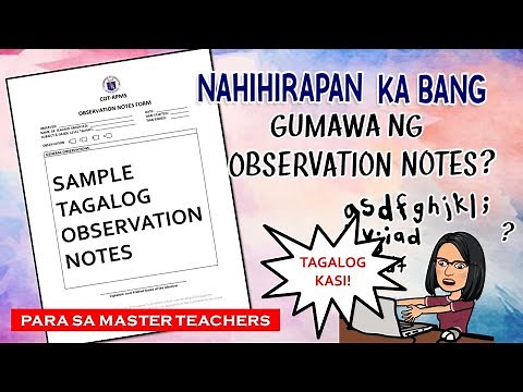 TAGALOG COT OBSERVATION NOTES GUIDE for Master Teachers