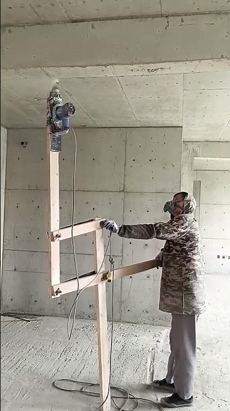 Hole drilling process for the concrete ceiling using creative tools