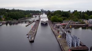 DRONE: Watch largest ship to ever cruise through Ballard Locks