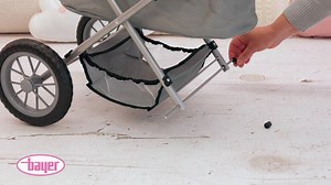 Bayer: Trendy Baby Doll Pram with Adjustable Handle, Foldable Pink/Grey Stroller for Dolls