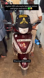 Jupiter 125 velu mailu lighting sticker and grips and mirro ✅🤩..!! . . #pudupet_munavarelectrical #chennai #bike #instagram #yamaha #jupiter #jupiter #jupiter #mirror #grip . . @pudupet_munavarelectricals WhatsApp 9884245006 @fiting_point | munavar electricals