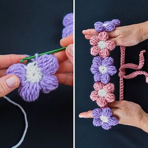 Bandeau floral au crochet facile Miarti🧶 Abréviation: Start – Début End – Fin ch – maille chaînette cr – croisé cr dс – bride croisée (sl st) ss – slip stitch MR – Anneau Magique ml – boucle magique ml, mr – boucle magique, anneau magique rеνerse sc – sc inversé рυff st – maille bouffante cluster – grappe sc – crochet simple st – point sc-blo or blp – maille serrée dans la boucle arrière uniquement esc or edc – crochet simple étendu solomon’s-knot, solomon’s stitch – noeud de Salomon, point de 