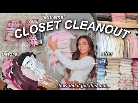 EXTREME closet cleanout + organization ✨ decluttering my ENTIRE wardrobe