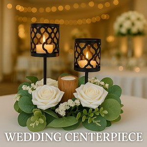 Custom Wedding Centerpiece Wreath | Faux Rose & Eucalyptus Greenery Ring - Etsy