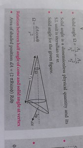 - Solid angle Ω=r12​A1​​=r22​A2​​- Solid angle is a dimensionl... | Filo