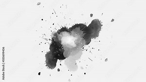black splash. splashes black ink fluid ink splash transition. ink slow motion transition reveal. ink splatter compositing. Abstract slow motion ink splatter transition. watercolor paint brush stroke.