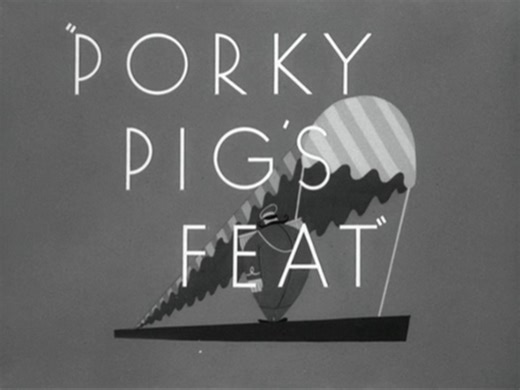 华纳动画达菲鸭和猪小弟壮举的猪小弟 Porky Pig's Feat.1943.原版标题卡开头和结尾