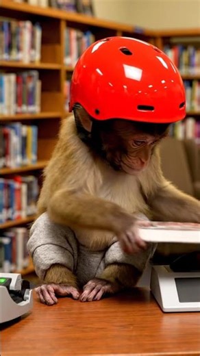 A Baby Monkey – is working as a Library Assistant