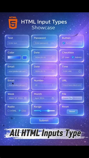 all HTML input types | learning HTML | web development mini project