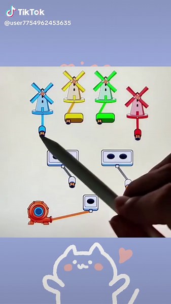 Animated Windmills with Colorful Faces and Art Interaction