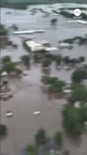 Aerial footage shows flooding in Iowa city