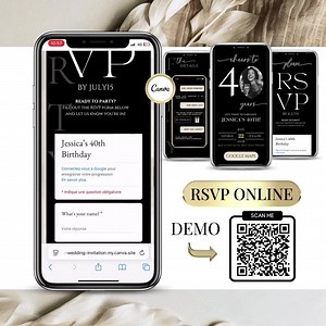 40th Birthday Invitation Digital Template – Editable Animated Party Ecard for Men & Women – Online RSVP Tracker Link – Customizable Canva - Etsy