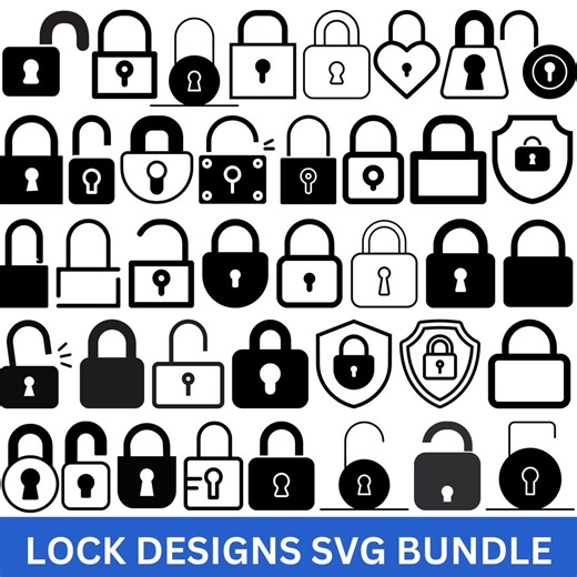 Lock SVG Bundle , Lock PNG Bundle, Lock Clipart, Lock SVG Cut Files for Cricut, Lock Silhouette, Padlock Svg, Heart Lock Svg Design Png - Etsy