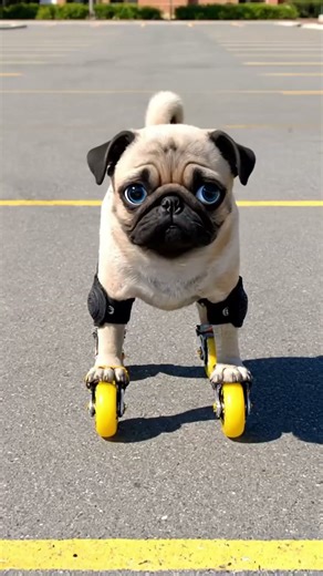 Pug Tries ROLLER BLADES! 😂 Tangles 4 Paws 🐶💔😱 #cutepuppy #babypuppies #dogshorts