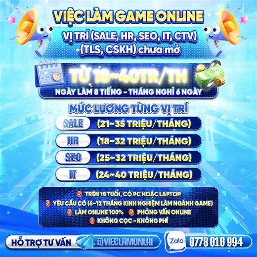 Việc làm game online tại nhà - Tuyển dụng việc làm ngành game #vieclamonline