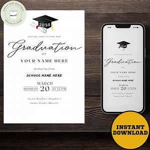 Editable Graduation Invitation 2025: High School or College Party (digital Download, 5x7 & Mobile Sizes) - Etsy