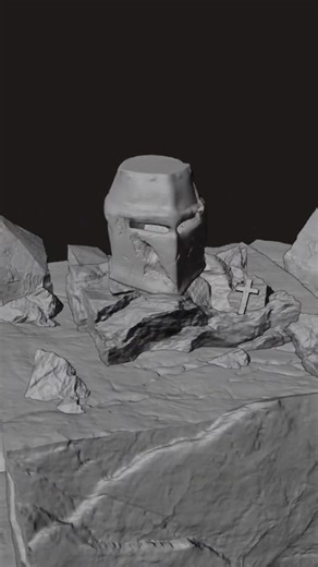 Crusader helmet sculpture in Blender 3D. #modelling #blender3d #art #christian #sculpture