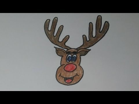 Drawing: How To Draw Cartoon Rudolph the Red-Nosed Reindeer - Easy for beginners
