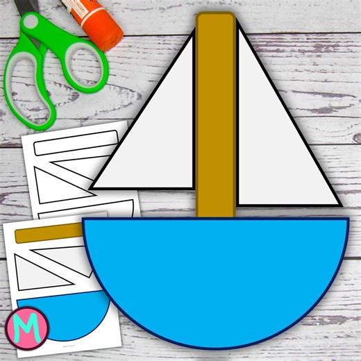 Sailboat Craft Template: Printable Cut & Glue Paper Craft Activity for Kids (PDF) - Etsy