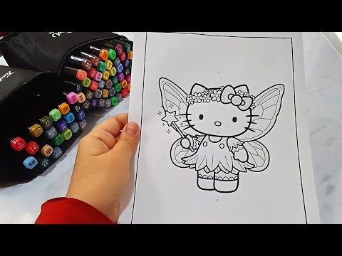 Coloring Hello Kitty Fairy Step by Step | Satisfying Drawing 💖