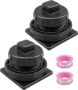 Stock Tank Drain Plug Kit Compatible with Rubbermaid Commercial 50 70 100 150 300 Gallon Stock Tanks, Stock Tank Plug Replaces FG424300BLA FG424288BLA, Stock Tank Float Valve Drain Replacement 2 packs
