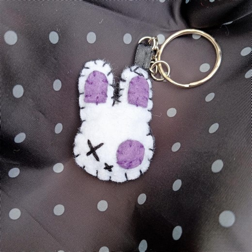 Cursed Rabbit Keychain Charm Hand Stitched Felt Creepy Cute Pendant Cartoon Furry Follow the Rabbit - Etsy