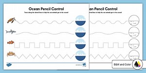 Ocean Pencil Control Worksheet
