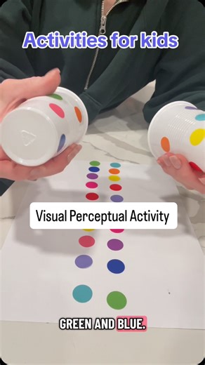 𝚃𝚑𝚎 𝙼𝚊𝚐𝚒𝚌 🐞𝚃 𝙱𝚞𝚐 on Instagram: "👉🏻Here’s a simple and easy activity to work on visual scanning, motor planning, lateral skills, visual attention, in-hand manipulation, and brain exercise. 👉🏻You can easily grade this activity by placing less or more stickers on the cup. I would use six stickers on each cup for preschool and kindergarten and work up to 10 or more stickers for first and second. 👉🏻I used colorful dot stickers, but you can also use different picture stickers and ha