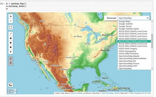 GEE教程第2期：如何使用geemap加载动态地图的底图
