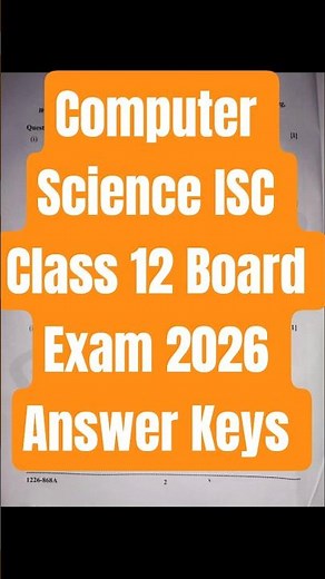Computer Science ISC Class 12 Board Exam 2026 Answer Keys #computer #isc #boardexam
