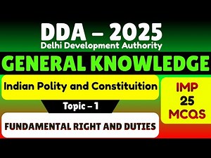 DDA 2025 Gk | 25 Important Fundamental Right and Duties MCQS | Indian Polity and Constituition MCQS