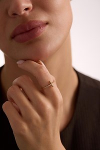 Dainty Diamond Cross Ring: 14K Gold Plated Sterling Silver - Etsy