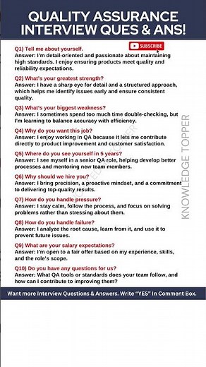 Quality Assurance Interview Questions and Answers