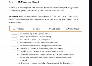 Activity 2: Stepping AheadIn order to evaluate spoken text, y... | Filo