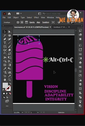 ​"Adobe Illustrator Magic: Fit Text into Any Shape in Seconds! 🍦✨ | Professional Typography Trick