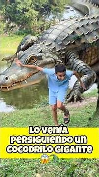 He was being chased by a giant crocodile 😱🐊😱