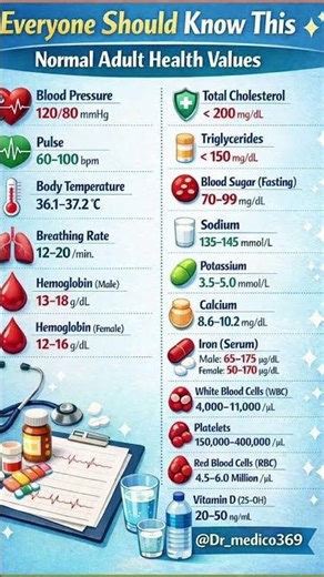 Normal Adult Health Values✨#shorts #viral