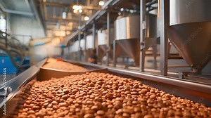 Factory of dog or cat feed dry food production of combined pelleted animal feed, Manufacturing equipment, Pet food industry