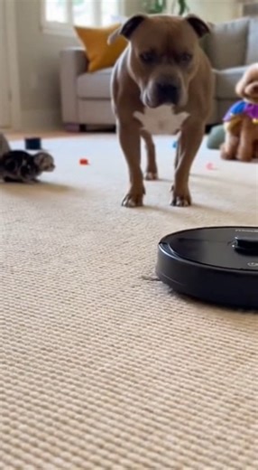 The Poodle and American Bulldog think this cleaner is some kind of new alien technology 😂👽🐶 What do you guys think Comment below! | Mischief Pets